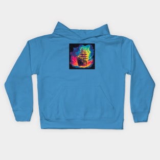 Space Pirates, Intergalactic Adventure to the Neon Cosmos Kids Hoodie